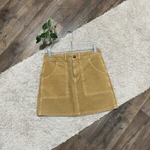 American Eagle 2 Regular Mustard Yellow Corduroy High-Rise A-Line Mini Skirt